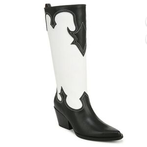Zodiac Womens Dawson Western Tall Cowboy Pull-on Boots in Black & White